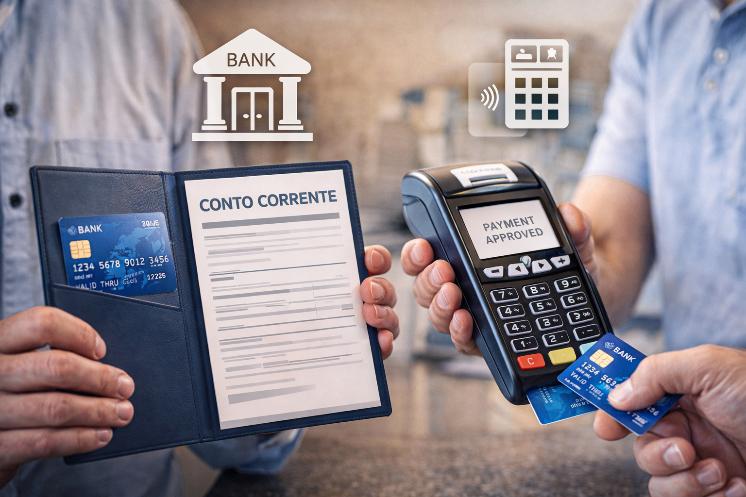 Apertura conto e pagamento POS